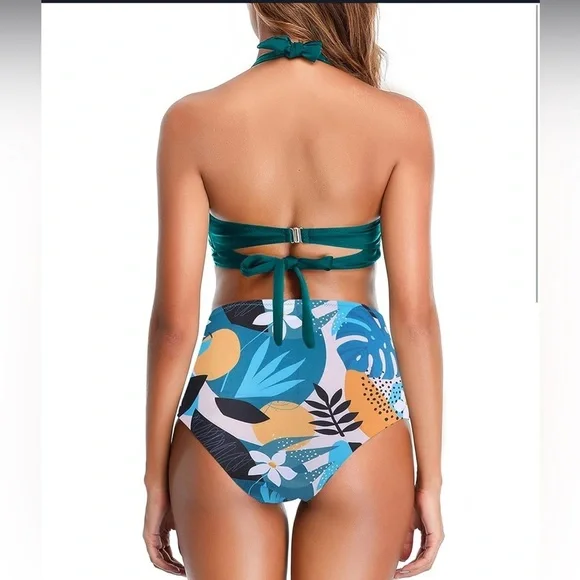 Womens High Waisted Bikini Push Up Swimsuits Two Piece Bathing Suits Size M - Picture 3 of 4